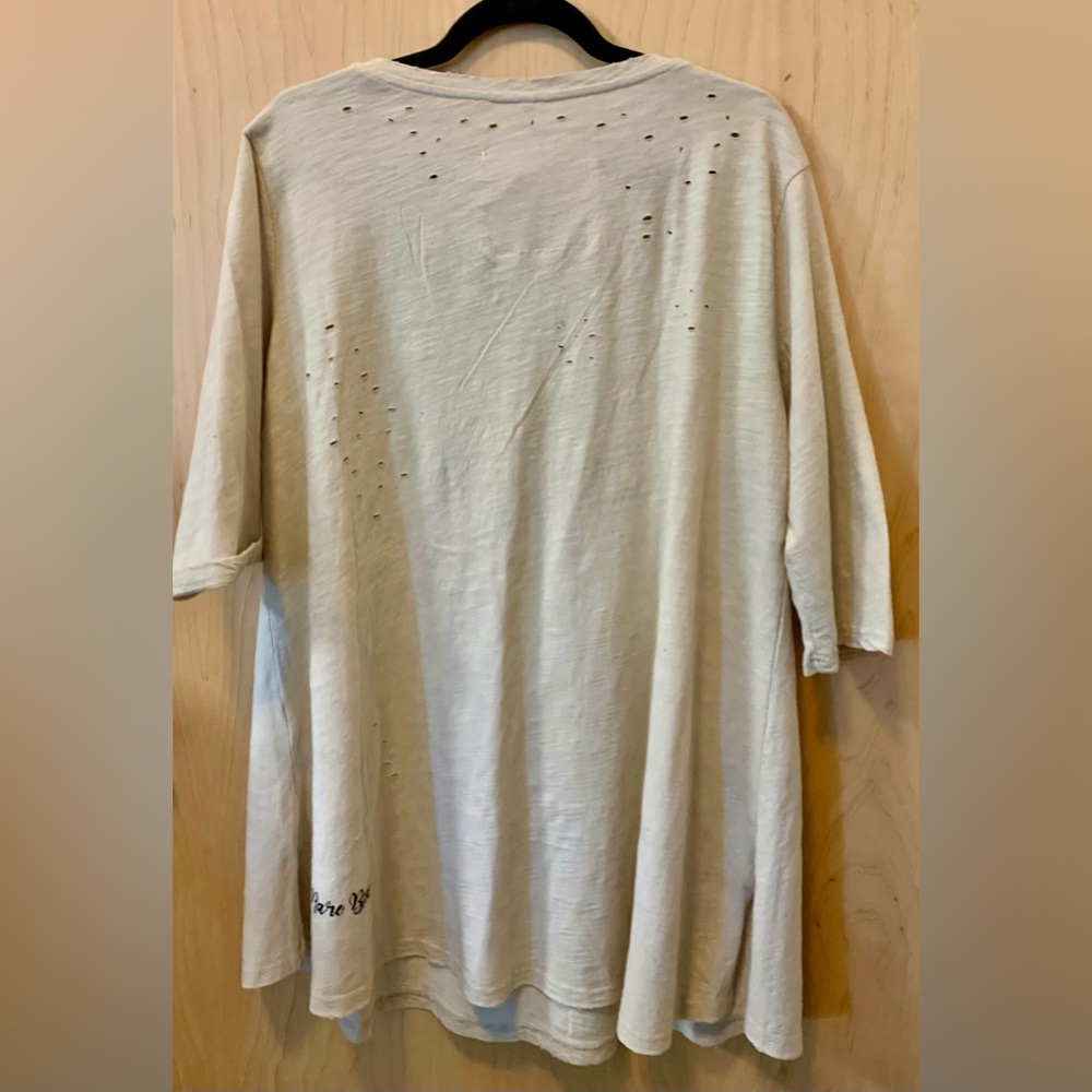 Women’s Short Sleeve Graphic Tee with Embellishment - Cream - Picture 5 of 7